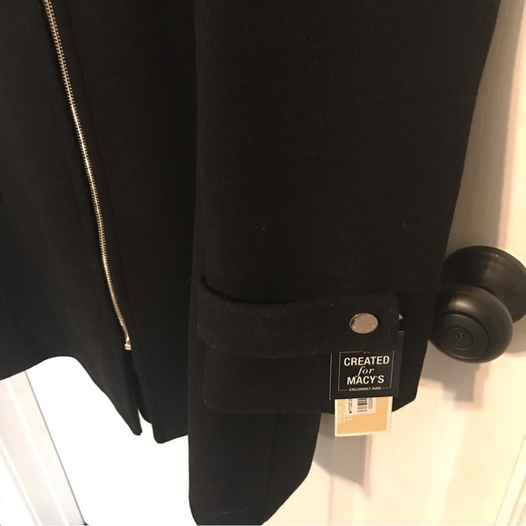 Black Michael Kors Hooded Notched-Collar Coat, Created by Macys - Picture 10 of 16
